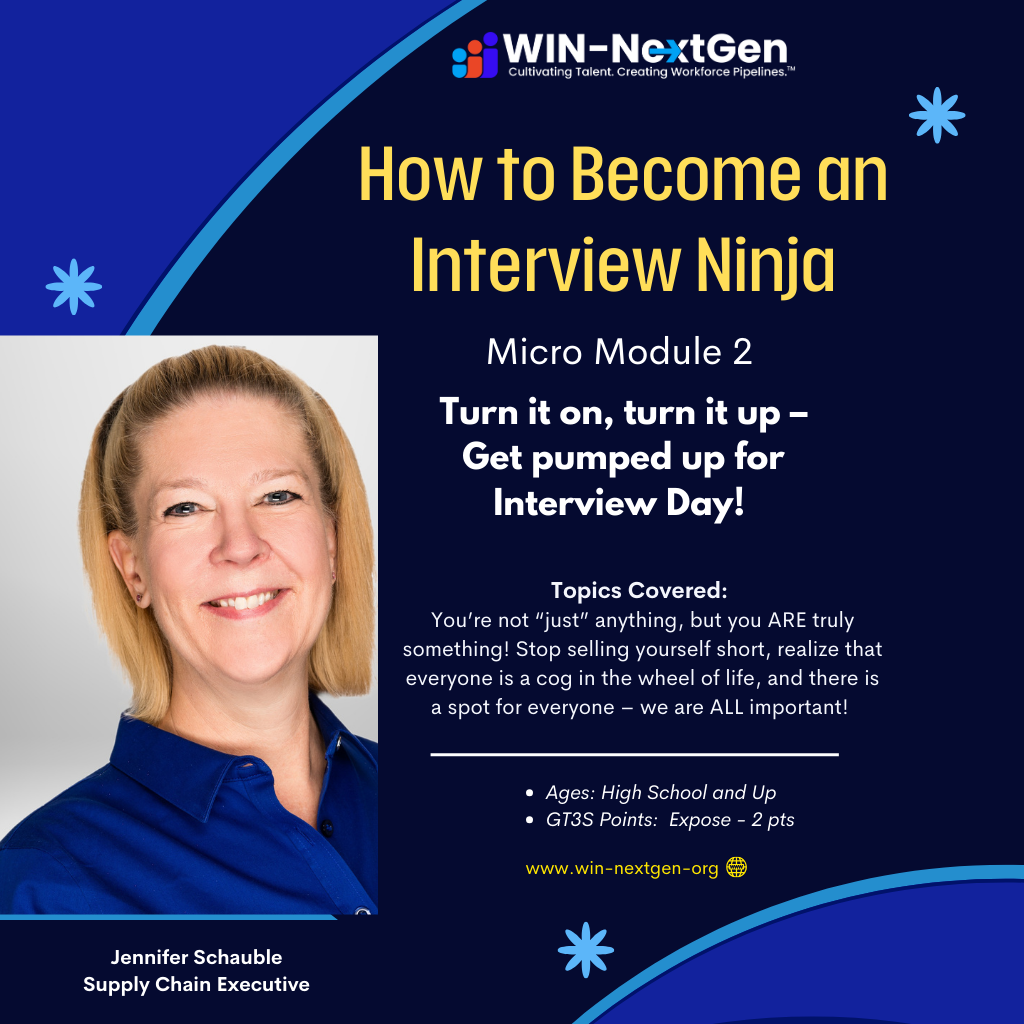 Become an Interview Ninja Module 2 with Jen Schauble pictured.